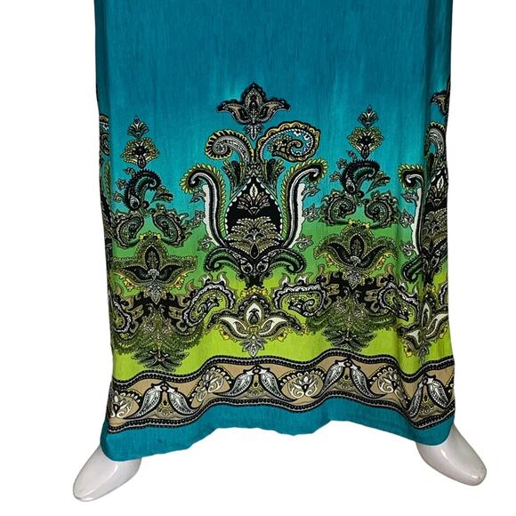 Va Va Voom Maxi Halter Dress Size M Open Back Moroccan Print Tie At The Neck - Picture 10 of 12